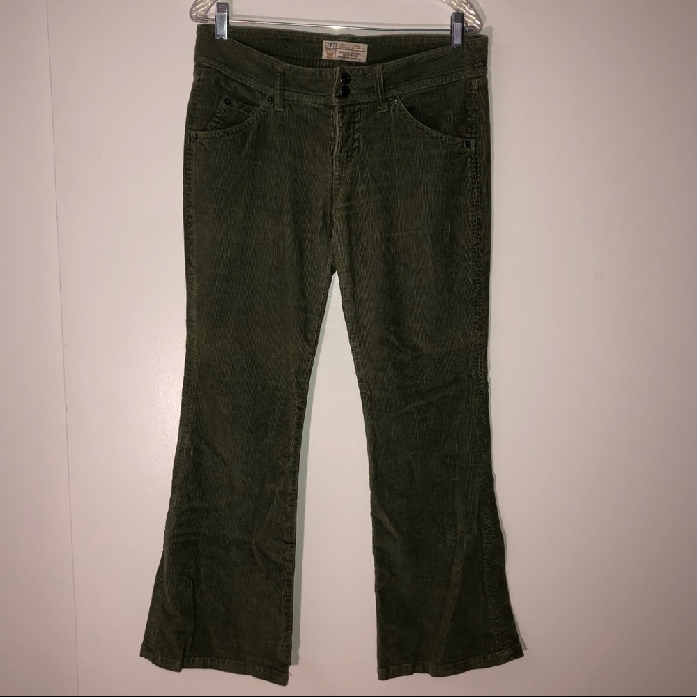 Low Rise Olive Green Corduroy Pants